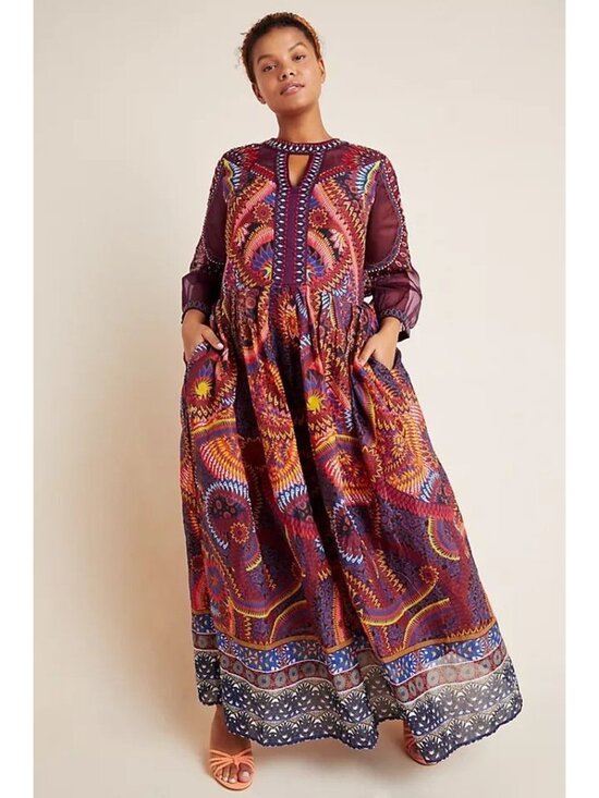 Anthropologie Dresses & Skirts - Anthropologie womens 18W Maren embroidered maxi dress purple multicolor bohemian